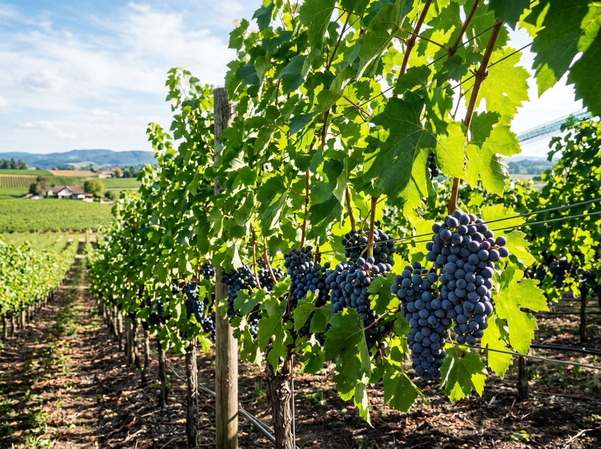 Lush green vineyard and plants protected against fungal diseases